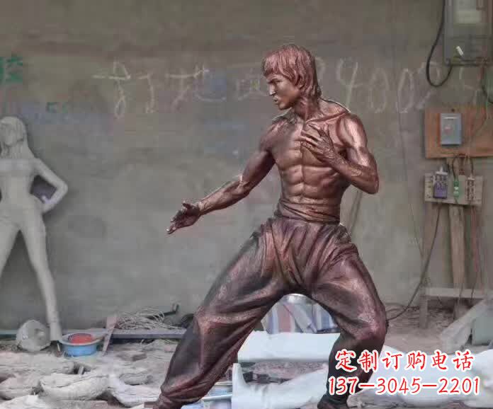 济南李小龙铜雕,精美尽显传奇风采