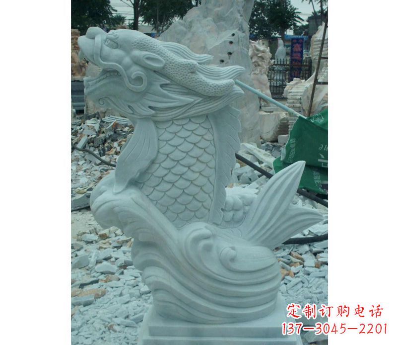 济南鲤鱼变龙石雕