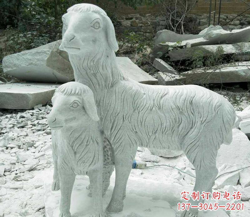 济南羚羊石雕公园动物摆件