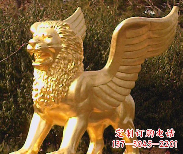 济南鎏金西洋狮子飞狮铜雕，尊贵非凡
