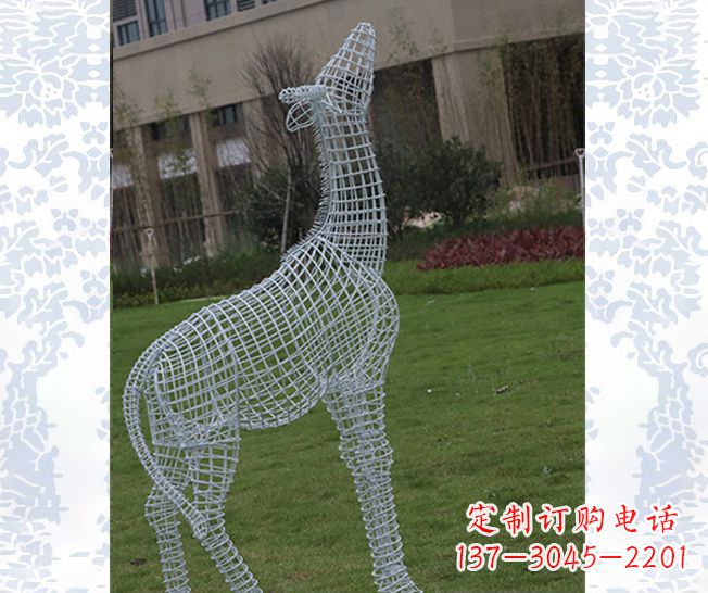 济南外观精美的不锈钢长颈鹿雕塑