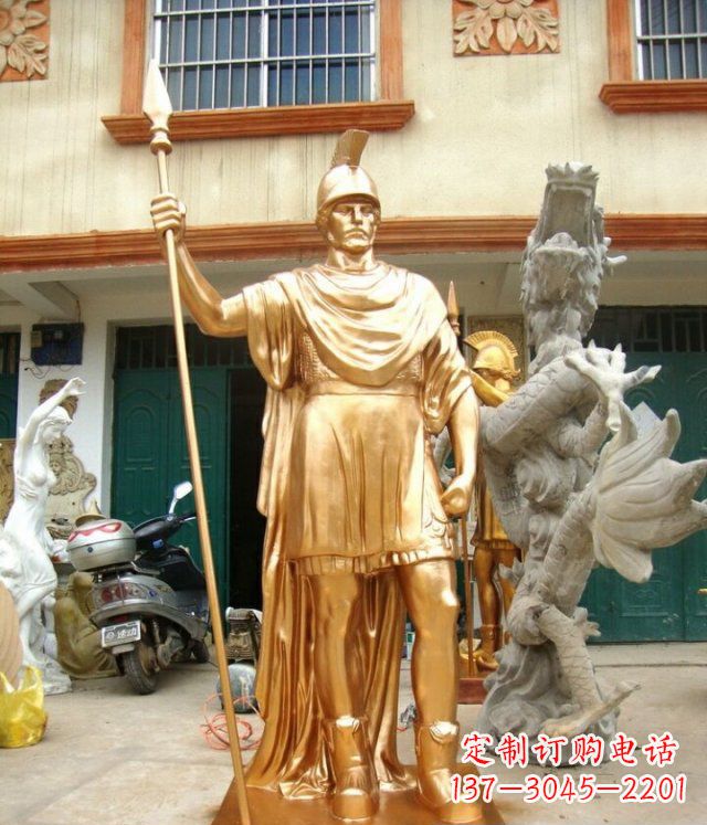 济南罗马勇士玻璃钢仿铜马雕塑