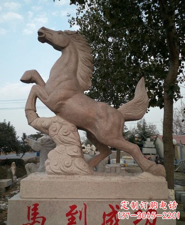 济南精美细腻的马到成功石雕塑