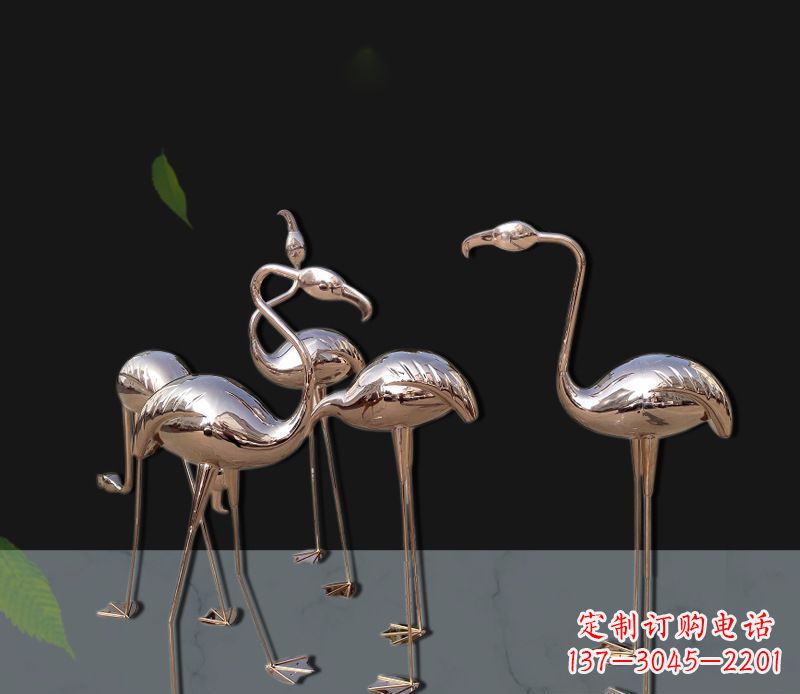 济南玫瑰金不锈钢火烈鸟雕塑,艺术品的魅力