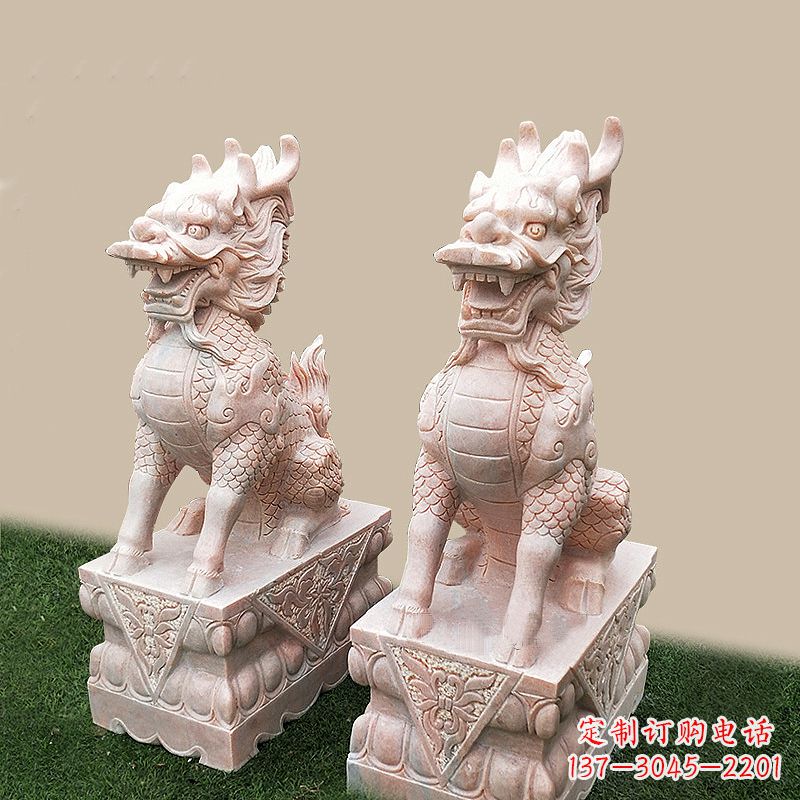 济南门口看门神兽麒麟石雕