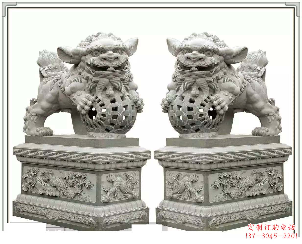 济南精美网球狮石雕,匠心雕刻绝美网球图案