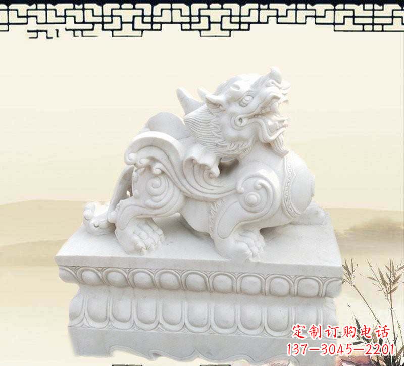 济南精美貔貅石雕雕塑,烘托家门口的神秘感