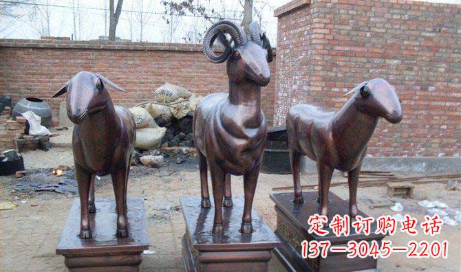 济南绵羊铸铜雕塑,仿铜动物雕塑