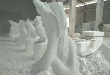 济南中领雕塑汉白玉生肖蛇雕塑