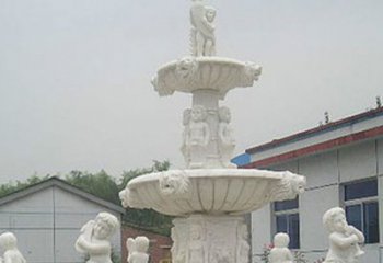 济南汉白玉天使大型喷泉石雕
