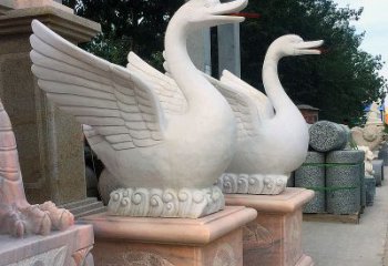 济南汉白玉天鹅雕塑，让庭院都享受激越的视觉奇观