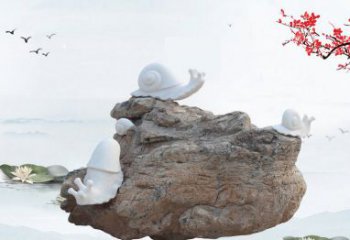 济南高雅而令人惊叹的汉白玉蜗牛雕塑