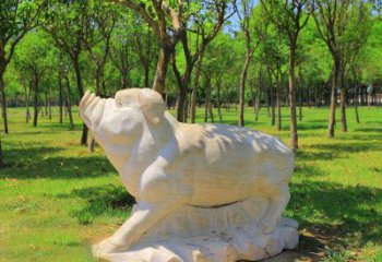 济南传统十二生肖精美手工猪石雕动物雕塑
