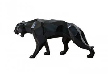 济南黑色魅力，豹子玻璃钢雕塑