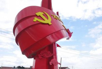 济南展现党旗文化的不锈钢党旗雕塑