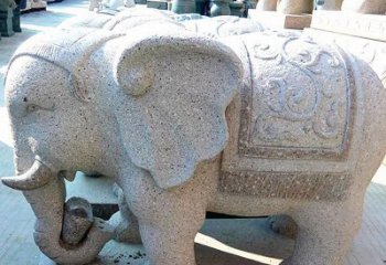 济南花岗岩元宝大象石雕，雕刻古典且充满质感