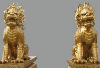 济南精致黄铜麒麟雕塑，带来招财运