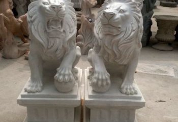 济南汇丰狮子石雕塑，装点商业场所的象征
