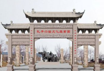 济南景区三门石雕牌坊-高质美观可靠的雕塑装置