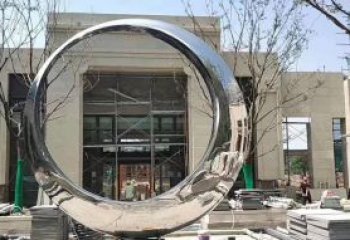 济南酒店装饰用圆环不锈钢雕塑