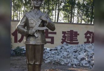 济南精美纪念，战士铜雕——中领雕塑