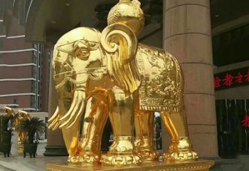 济南鎏金大门大象铜雕，招财辟邪吉祥动物雕塑