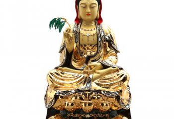 济南精美鎏金莲花观音纯铜佛像雕塑