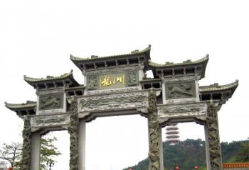 济南龙山景区大型石头雕塑牌楼，定制之选