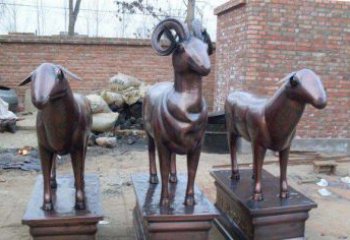 济南绵羊铸铜雕塑，仿铜动物雕塑