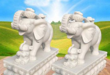 济南中领雕塑，独特精美的大象汉白玉门口石雕