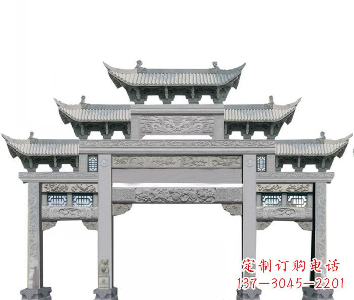 济南中领雕塑定制式牌坊石雕