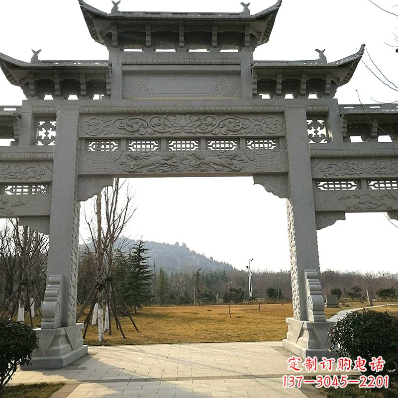 济南中领雕塑:精致石牌坊雕塑
