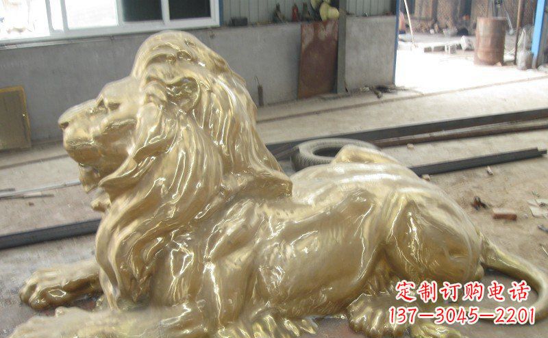 济南趴着的西洋狮子铜雕 (4)