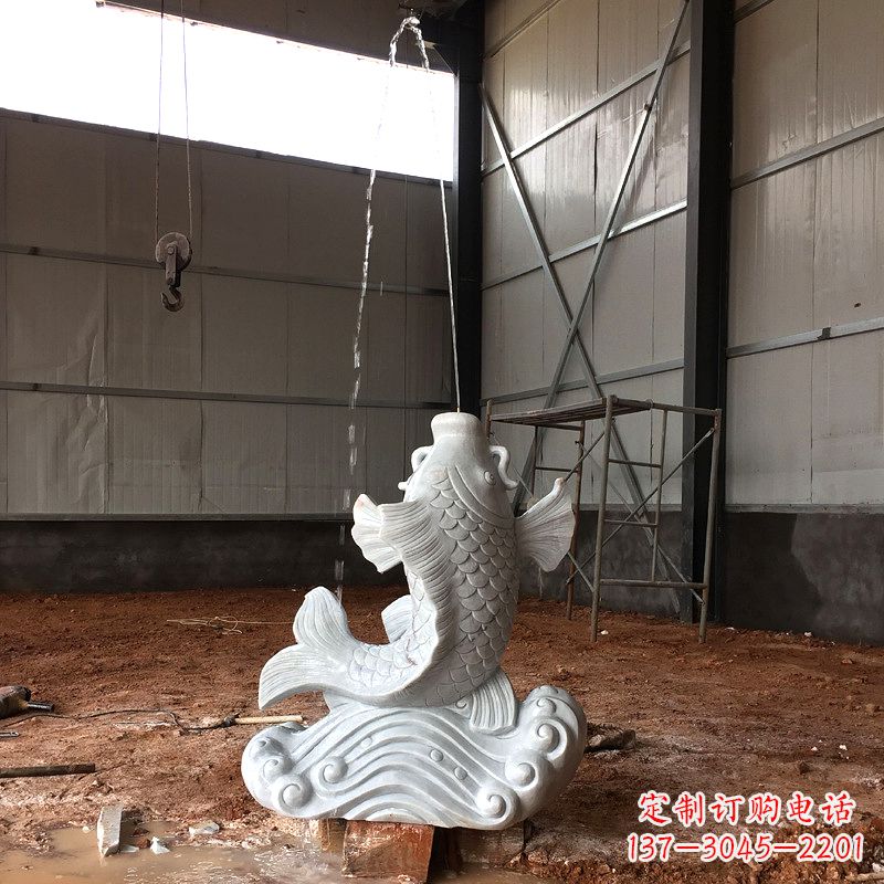 济南喷水鲤鱼汉白玉石雕