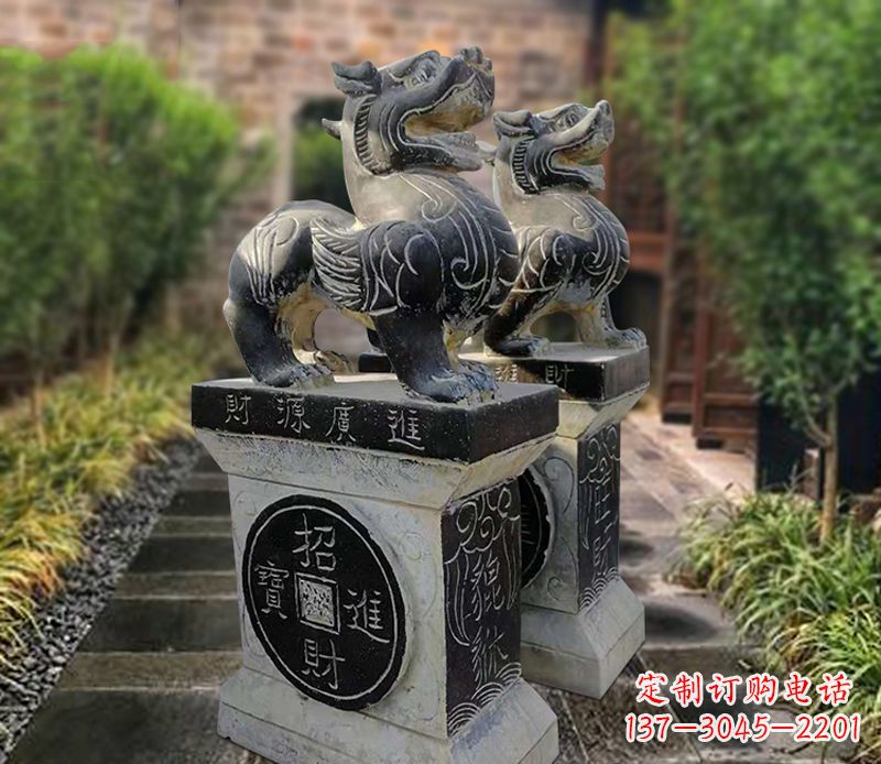 济南貔貅石雕小区看门雕塑