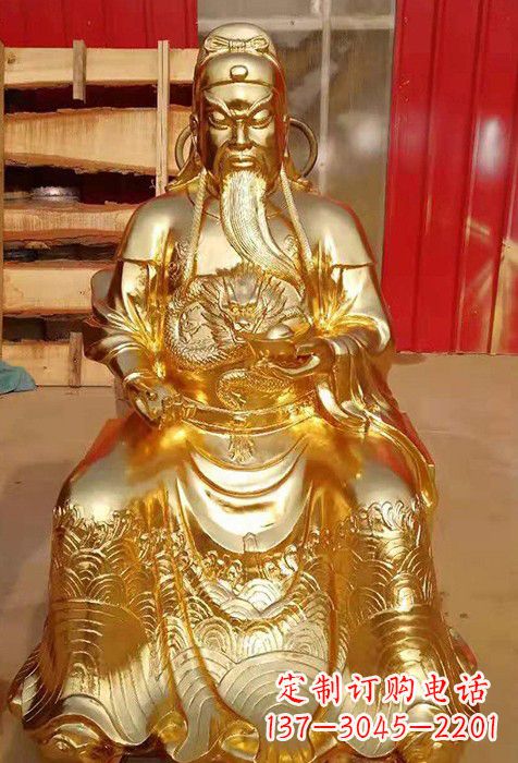 济南漆金关公神像雕塑