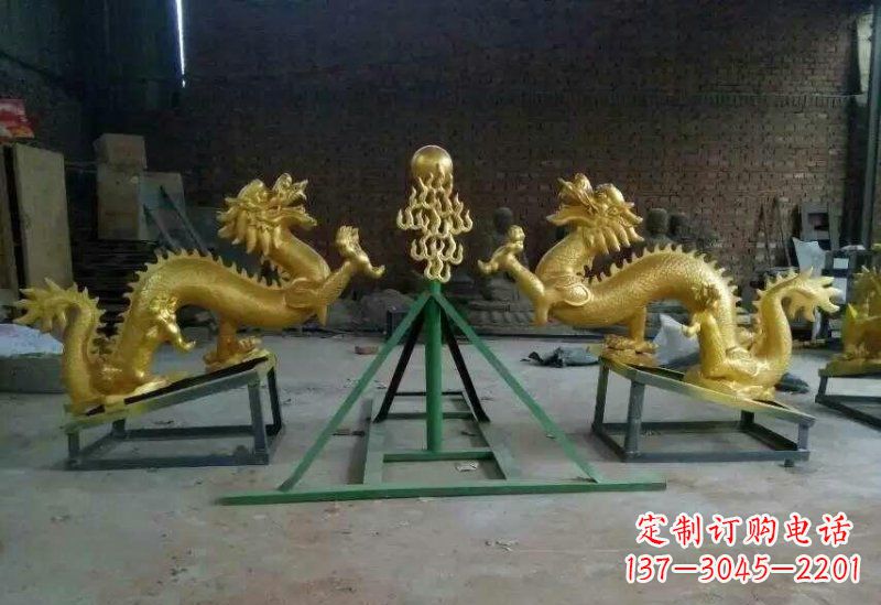 济南享受经典,领略古老传统,精美特色的双龙戏珠铜雕