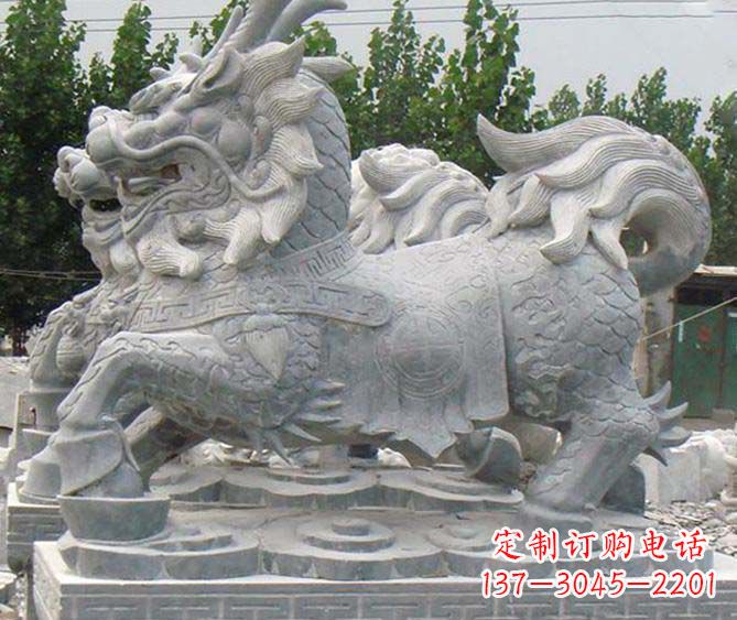 济南麒麟招财神兽石雕