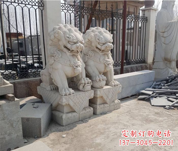济南大理石狮子雕塑,充满豪迈气派