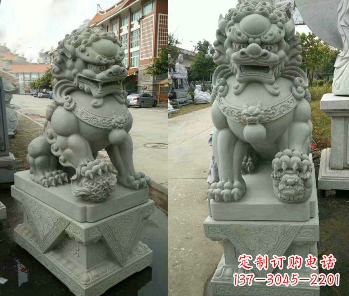 济南大理石狮子石雕——雕塑定制中的艺术精品