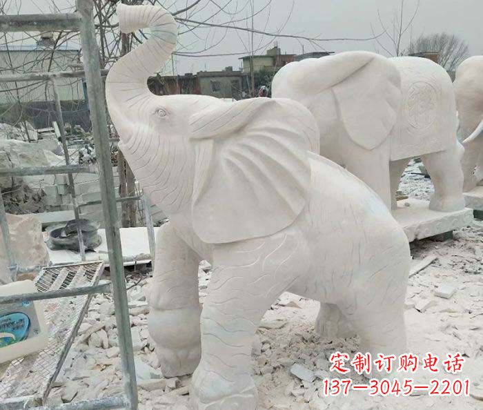 济南企业景观招财大象石雕