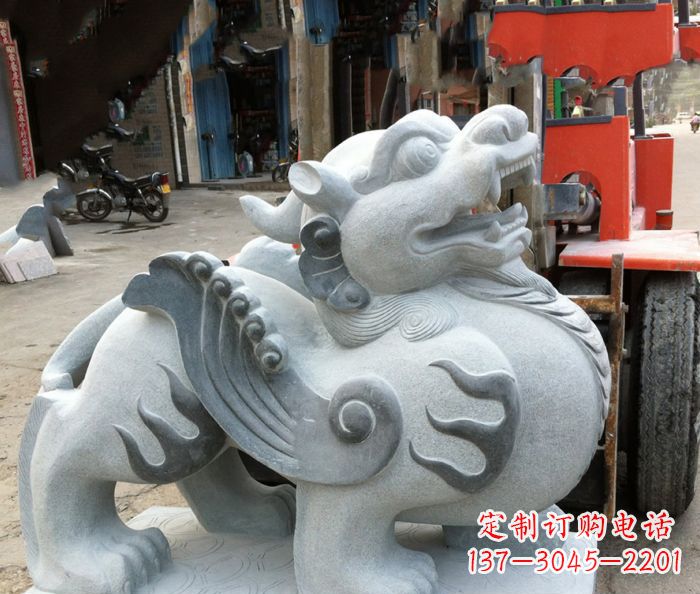 济南企业景观招财貔貅石雕 (2)