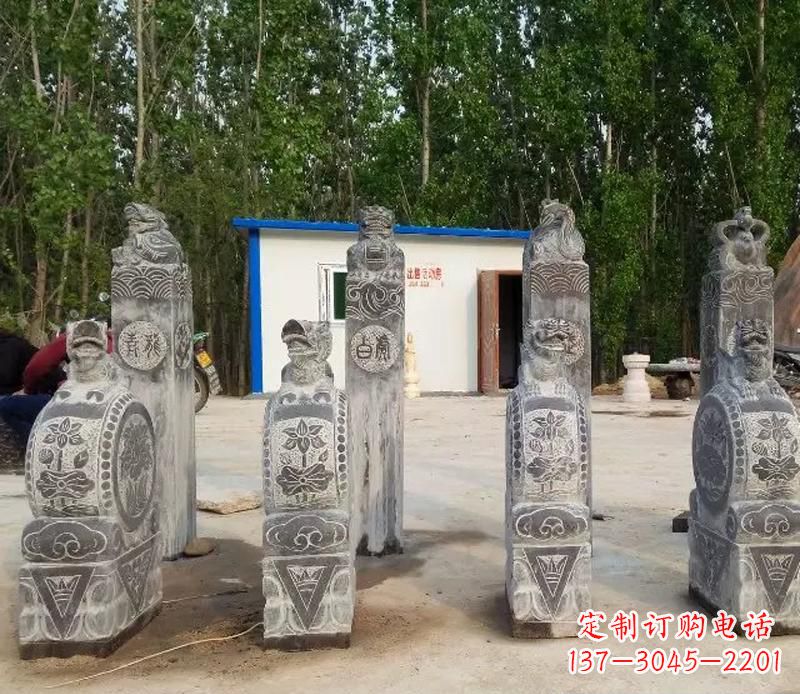 济南青石抱鼓石门墩雕塑