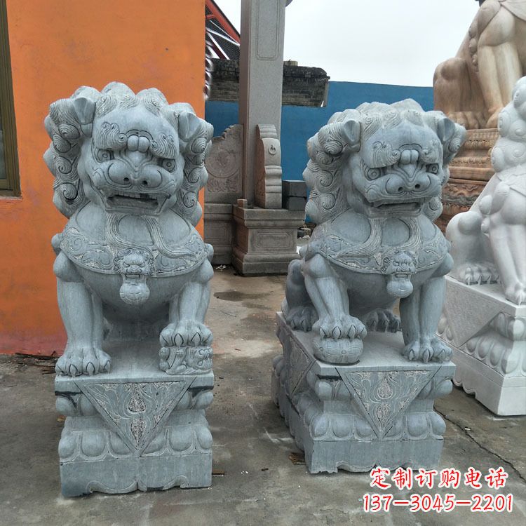 济南精美的青石北京小狮子雕塑