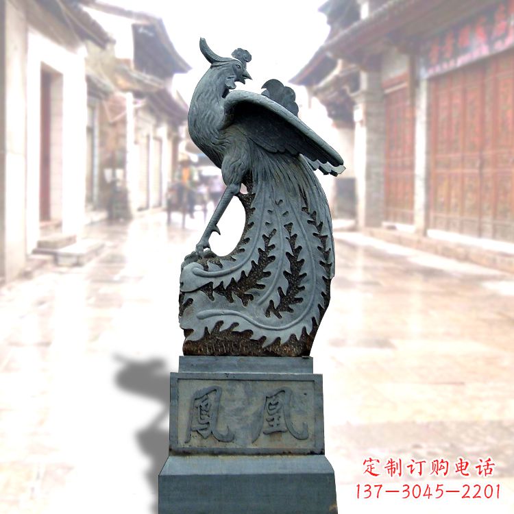 济南匠心之作——青石仿古凤凰雕塑