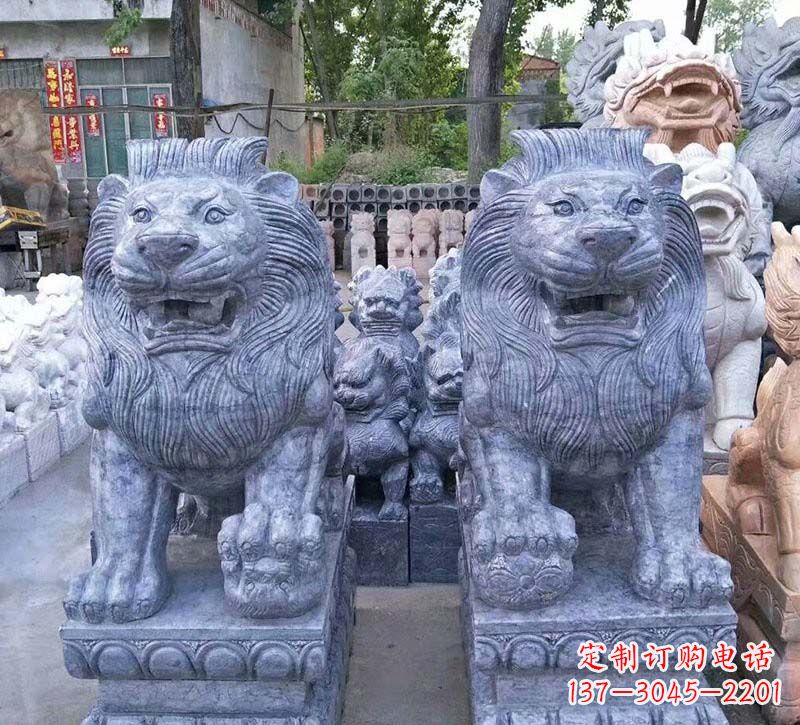 济南青石仿古西洋狮子石雕,典雅大气