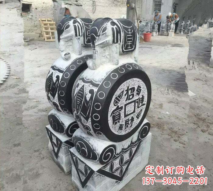 济南华丽雅致!青石仿古招财进宝大象门墩
