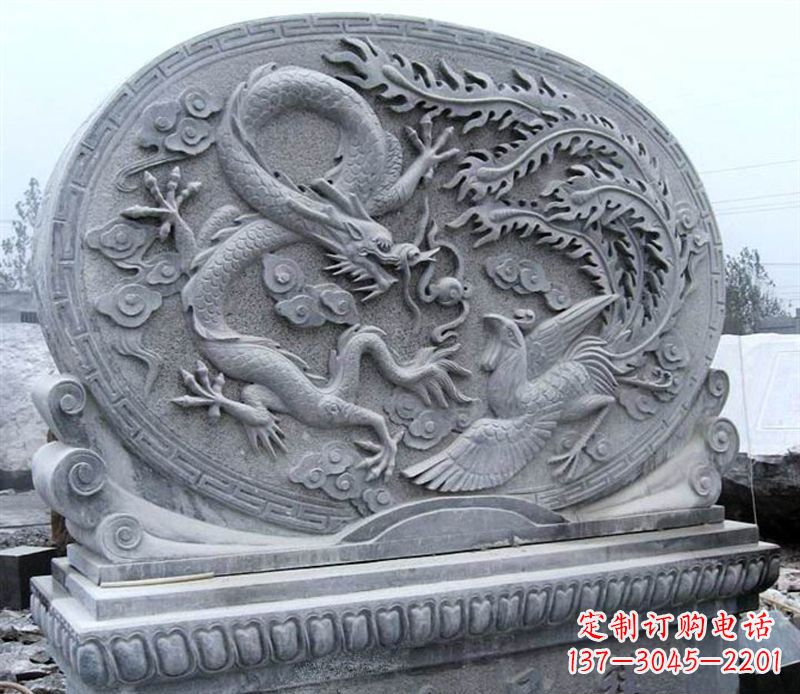 济南青石古典美——龙凤呈祥雕塑