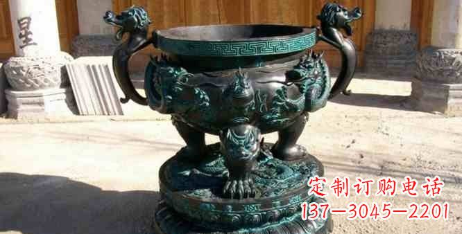 济南精美青铜祭祀圆香炉雕塑