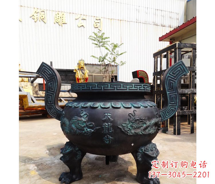 济南精美青铜寺庙广场香炉雕塑